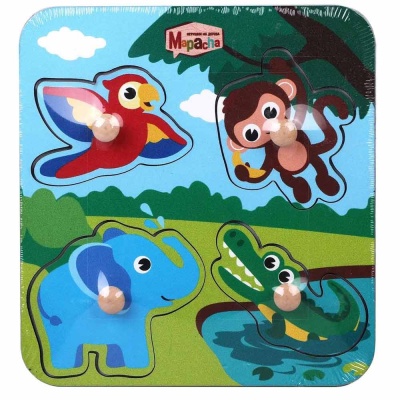 Деревянная игрушка Вкладыши Веселые джунгли Mapacha 962007 1